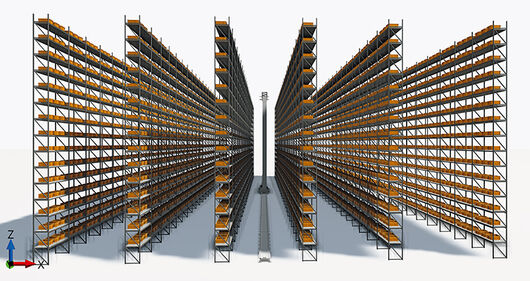 Screenshot: Simulation eines automatischen Lagers in fe.screen-sim