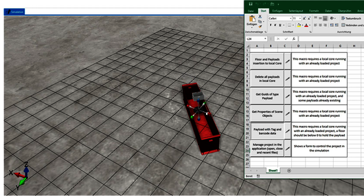 Software screenshot: Object generation in fe.screen-sim from Excel