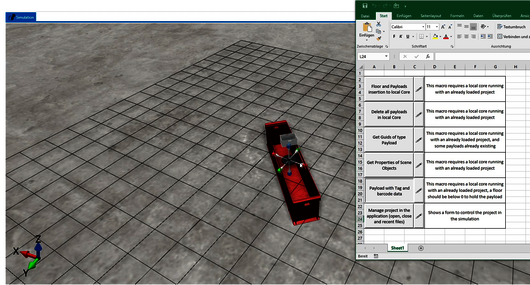 Software-Screenshot: Objektgenerierung in fe.screen-sim aus Excel